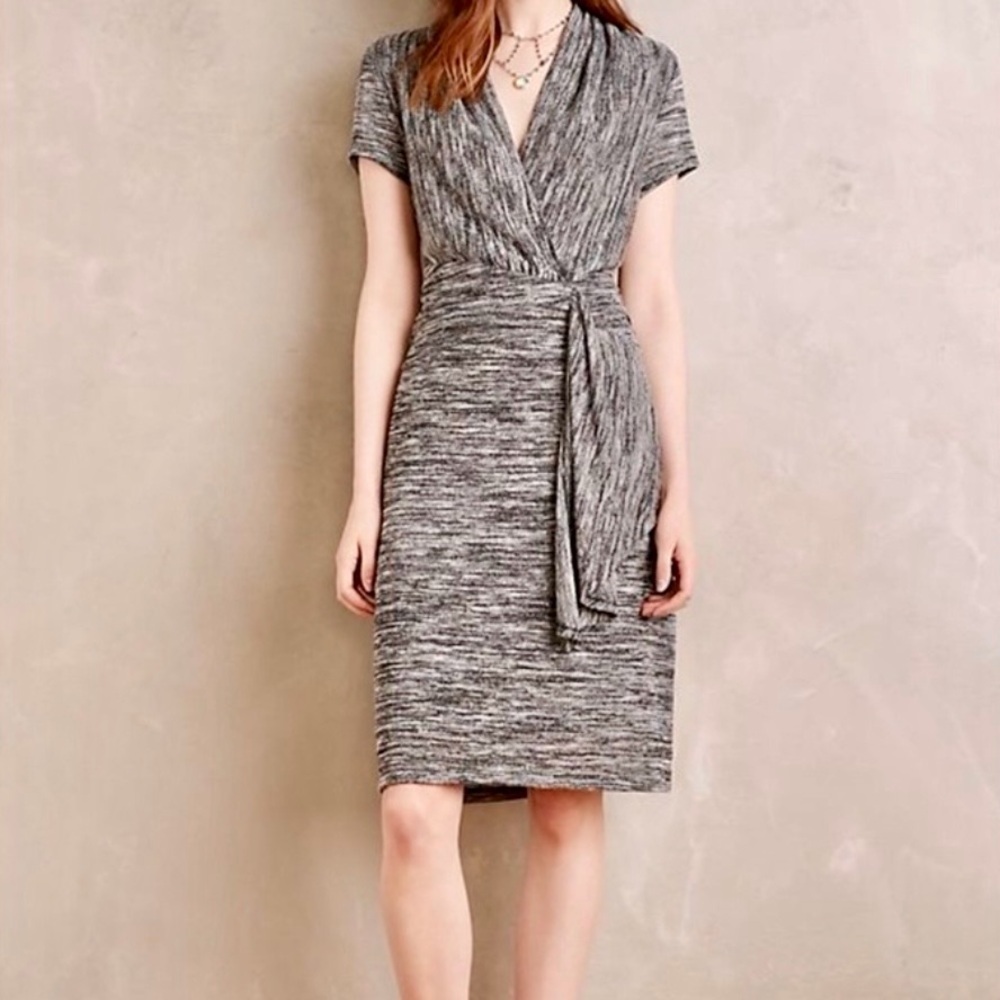 Maeve by Anthropologie ‘Cinched Surplice Wrap Knit Dress’ in Gray Size Medium